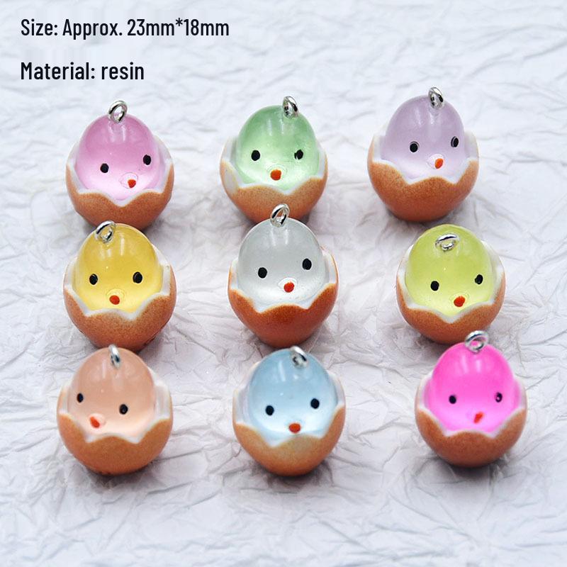 Luminous 3D Cartoon Egg Waffle Bag Pendant - DIY Resin Jewelry Accessory