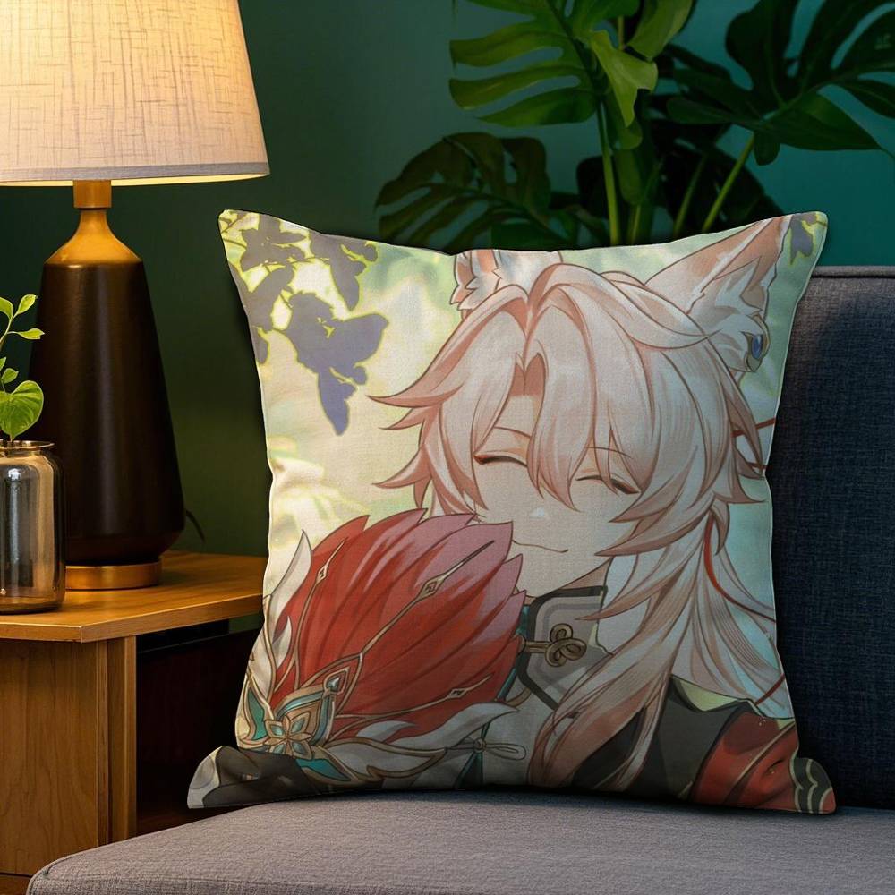 

H-Honkai Star R-Rail Pillow Case Sofa Living Room Bedroom Double-sided Printing Square Cushion Nap Time Cushion Cover 12x12Inch