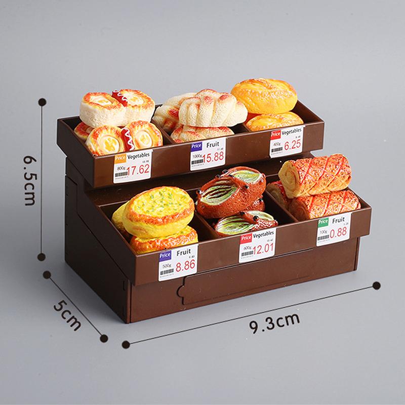 Puppenhaus Miniatur Mini Lebensmittel Ausstellungsständer Kuchen Brot Dessert Schrank Kanto Kochspeisekammer Möbel Modell Szene Requisiten