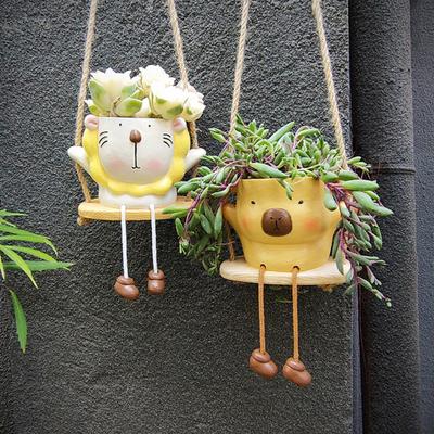 Ghiveci Balansoar Animal Agățat de Perete Ghiveci de Flori Desen Animat Capibara Leu Ghiveci pentru Plante Suculente Cactus Mici Decor Interior Exterior