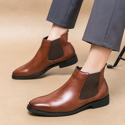 Fashion Classic Retro Leather Mens Chelsea Boots Brand Designer Italy Dress Boots Men Casual Handmade Business Ankle Boots Big Size 48