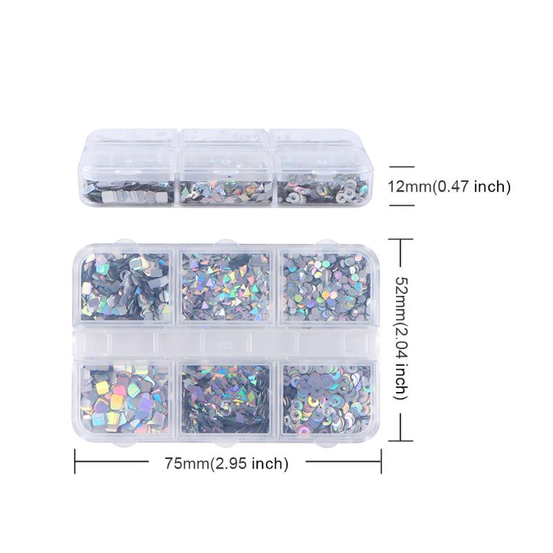 6 Kratek Wzmacnianie Paznokci Laserowy Brokat do Paznokci Błysk Wzory Geometryczne Ozdoba do Paznokci Charms do Paznokci Narzędzia do Manicure DIY