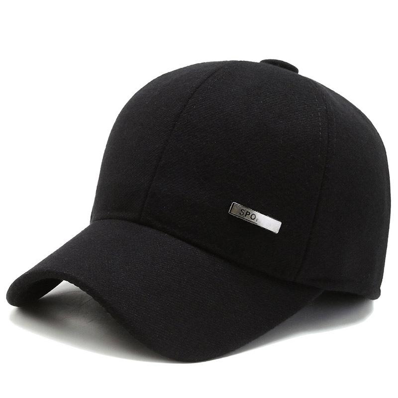 

В пожилой шапке мужская осенне-зимняя старая шапка теплая защита ушей бейсболка папа зимняя дедушкина кепка прилив Adjustable чёрный