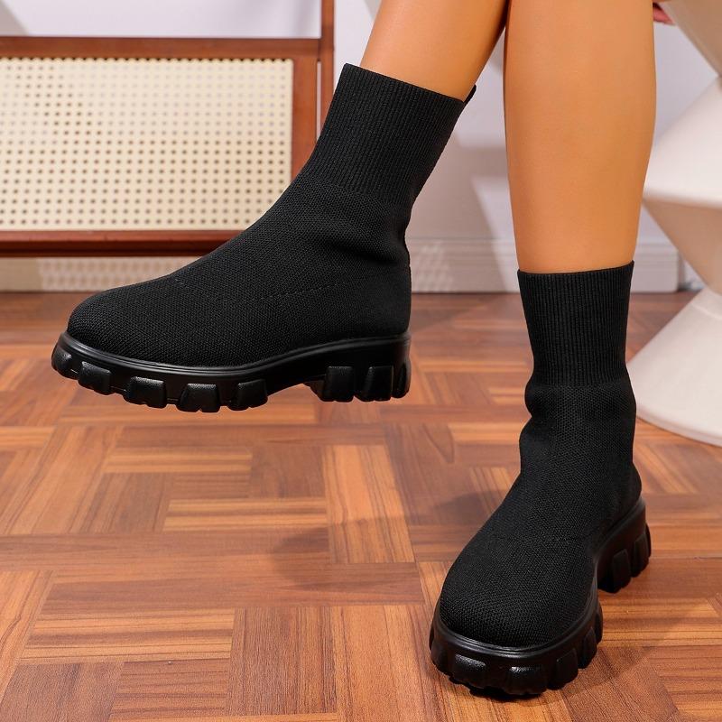 Fashion Spring/Autumn 2025 Women's Shoes Stretch Boots Plus Size Flyweave Booties