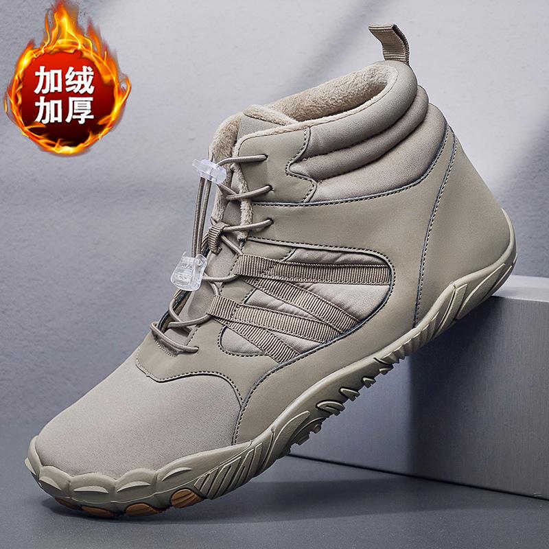 

Высокие уличные походные хлопковые ботинки водонепроницаемые, морозостойкие и нескользящие износостойкие бархатные теплые зимние ботинки 48 коричневый