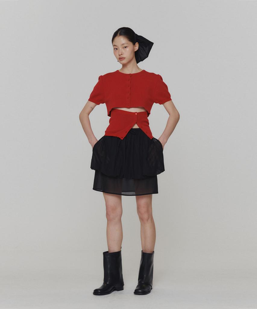 Amomento Sheer Layered Skirt_Black