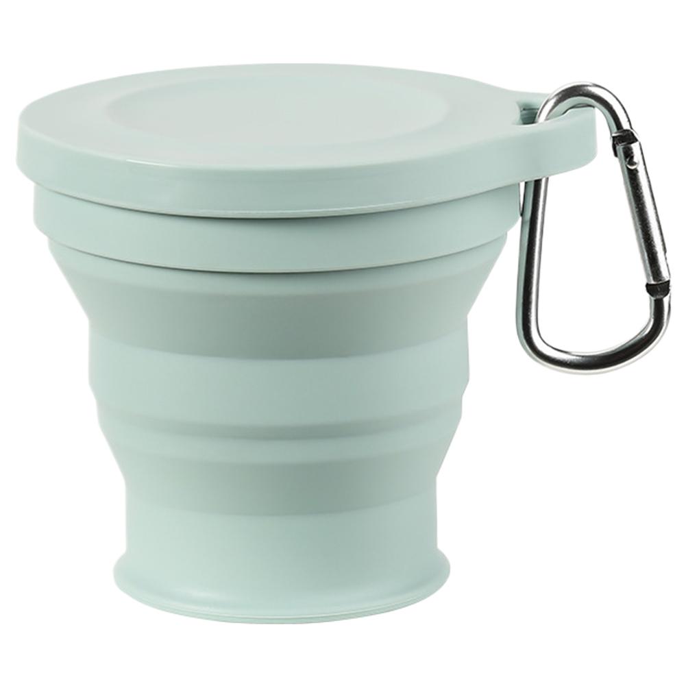 

A# 180ml Folding Cup with Lid Silicone Mini Retractable Cup for Travel (Army Gre