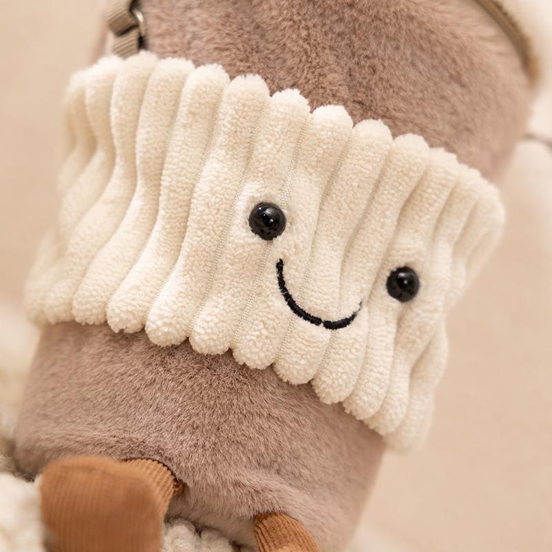 Funny Cute  Food Plush Crossbody Bags Toastcroissantcoffee Cup Soft Stuffed Fluffy Cuddly Shoulder Bag For Girls Birthday Gift