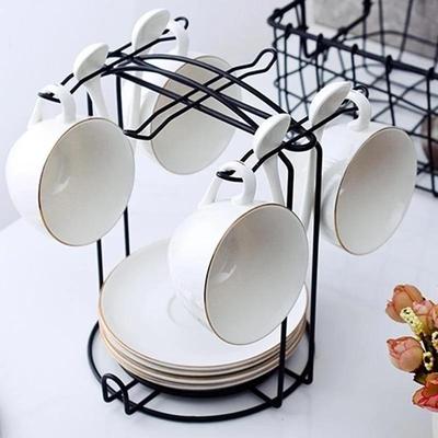 Soporte para Tazas de Café Colgante Separador Soporte para Tazas Estante de Almacenamiento Estante para Tazas de Hierro Soporte para Estante para Tazas para Encimera de Cocina Soporte de Exhibición de Acero