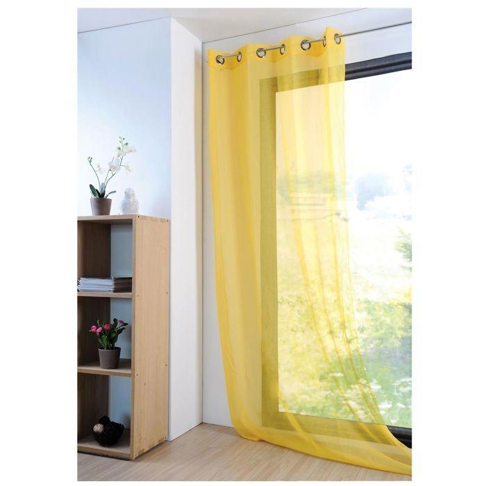 Voilage - Mona - 135 X 260 Cm - Jaune - 100% Polyester - Œillets Métalliques