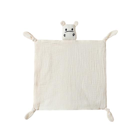 Cotton Baby Security Blanket Hippo Loveys with Bite-Friendly Corners Teething Safe Baby Towel for Newborns Infants