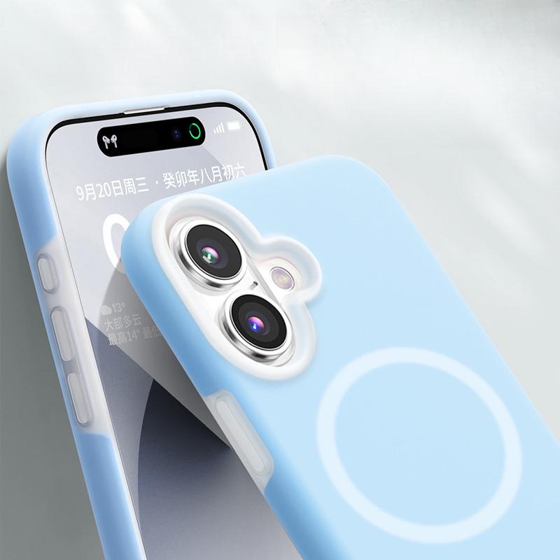 Applicable To IPhone 16 Mobile Phone Case Macaron Magnetic Liquid Silicone Jelly Apple 15 Anti-fall All-inclusive 14 Soft Case
