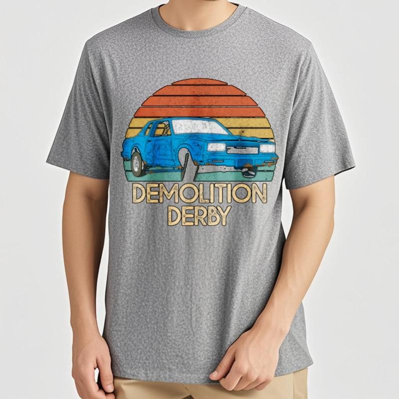 Plus Size Tshirt Soft For Men Oneck T Shirt Daily Wear Demolition Derby Car Sunset Minimalist For Man Tops Quick Dry Shirt