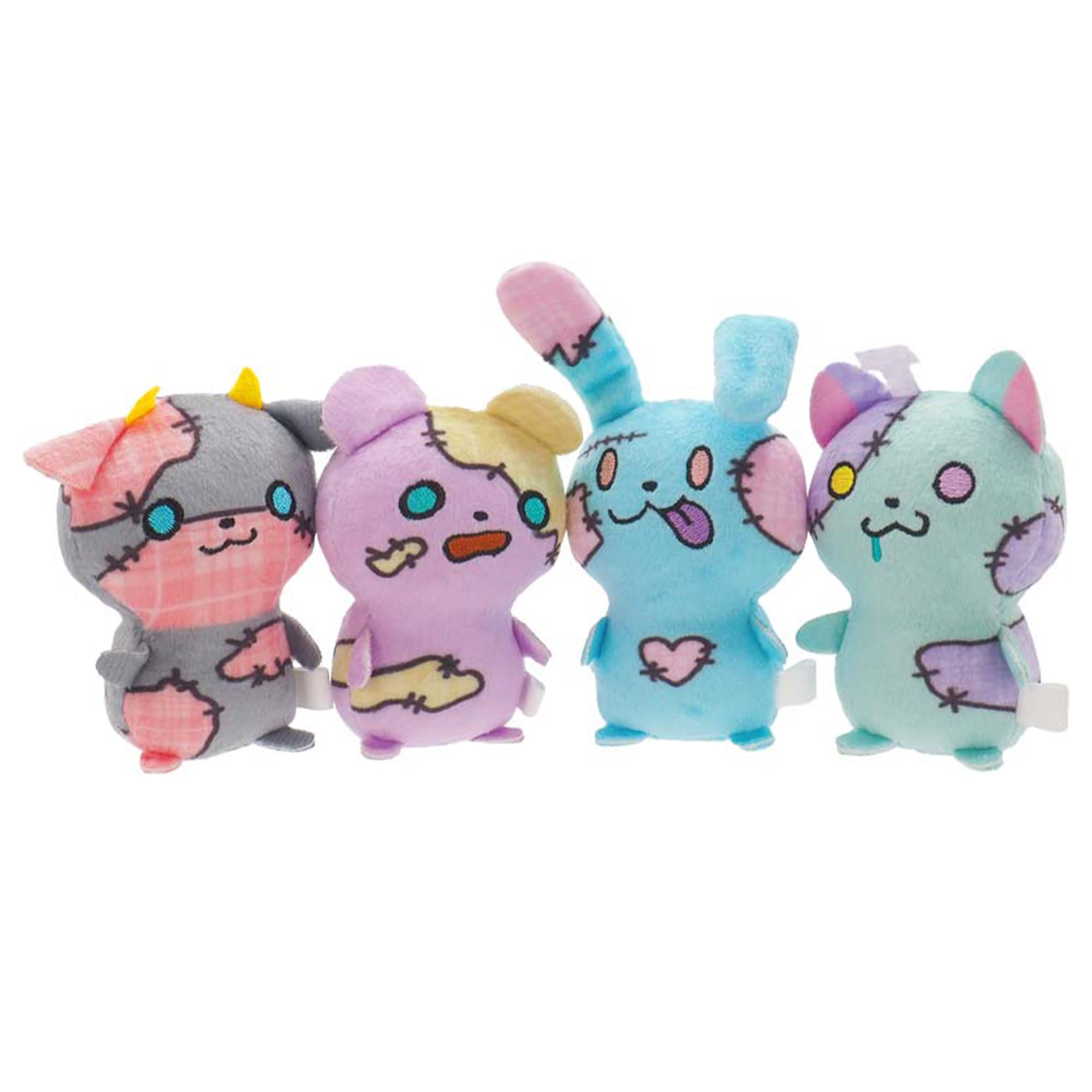 

Set of 4 Zombies Plush Mascots (4 types, 1 of each) (Small size, perfect for home use, promotions, and sales promotions) Made of polyester, these