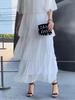 Women's White Chiffon Ruffle Layered Half Sleeve Maxi Dress