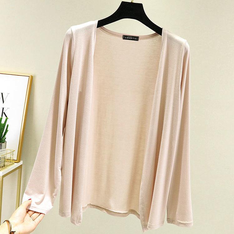 Thin Modal Coat Women's Summer Loose Clothes Versatile Casual Top Long Sleeve Knitted Air Conditioning Cardigan Sunscreen Clothes