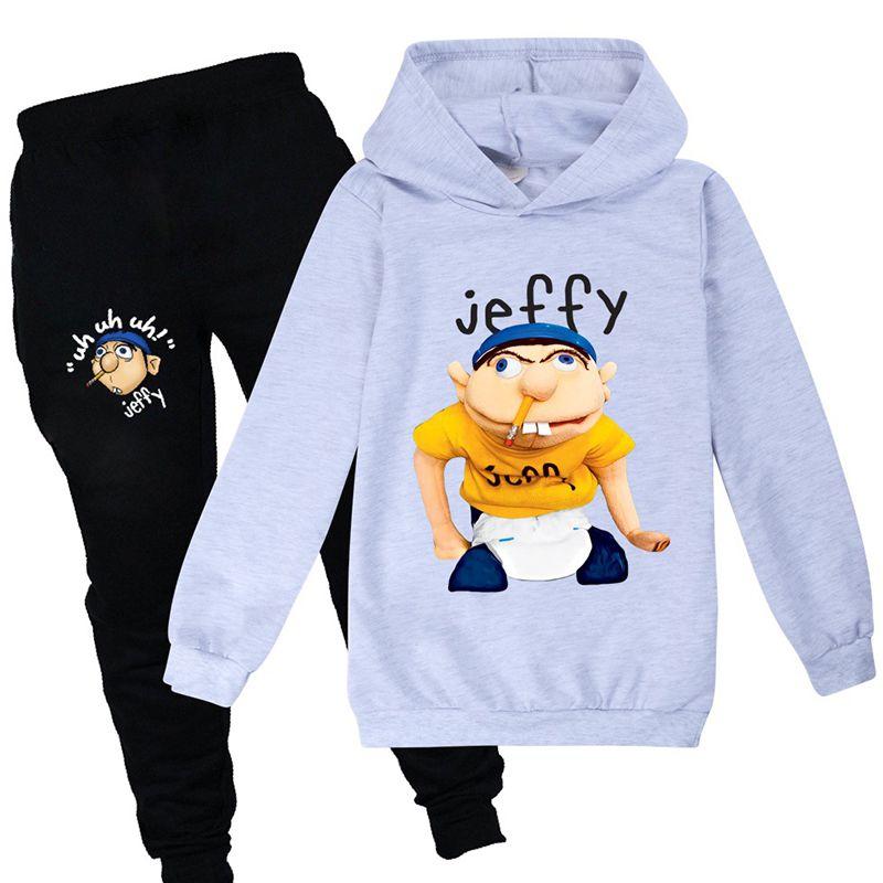 Jeffy Puppet Hoodies voor kinderen, casual trainingspakken voor lente en herfst, met heldere digitale print en verfijnde stiksels.
