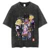 Vintage Washed TShirt Men Summer Hip Hop Streetwear T-shirt JoJo Bizarre Adventure Anime Print Cotton Casual Short Sleeve T-shirt Daily Wear Cool Top