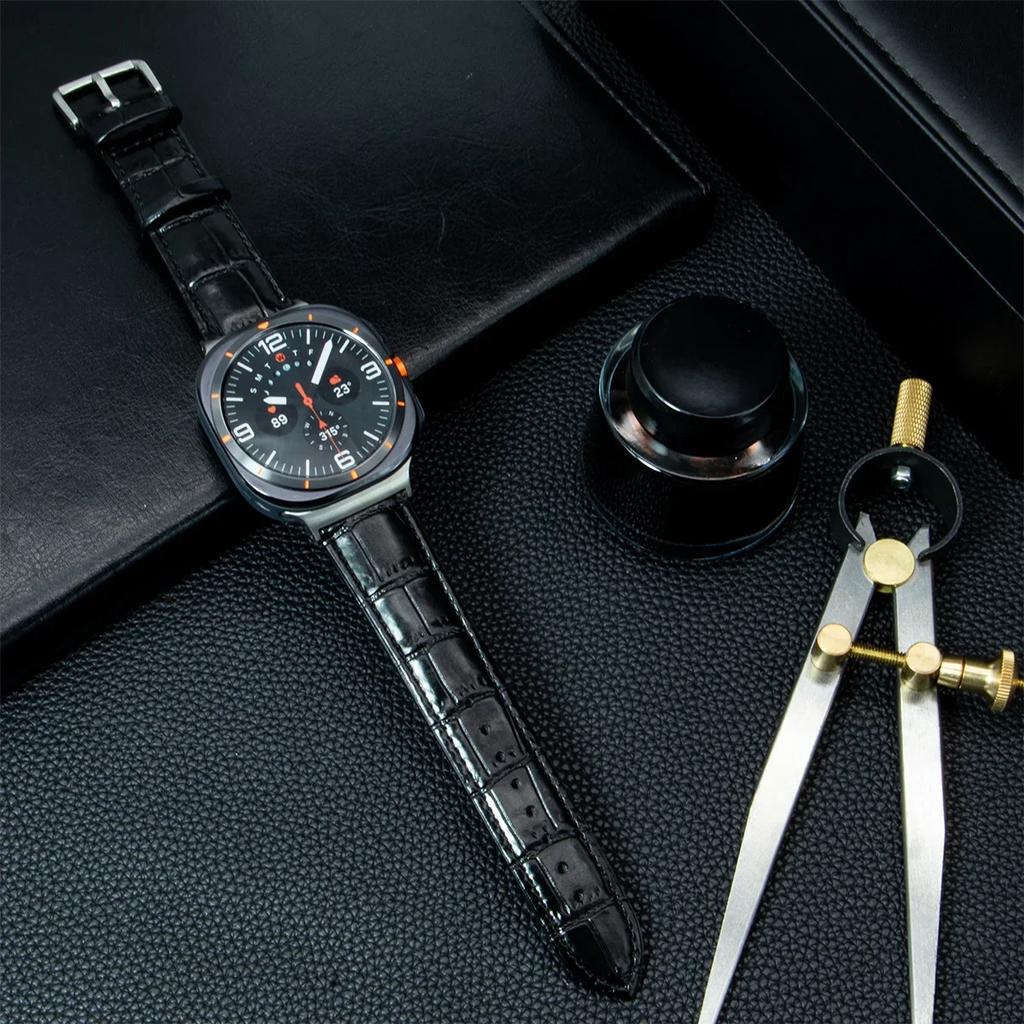 Bracelet en Cuir Pour Samsung galaxy watch 8/8Classic Connecteur en Acier Inoxydable Accessoire galaxy watch ultra 2025 47 Femmes Hommes bracelet