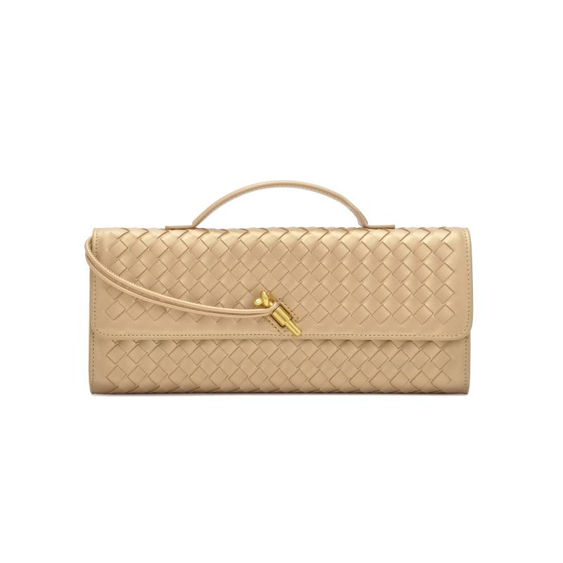 [] Niche Woven One-shoulder Baguette Bag, Horizontal Clutch Bag, Women's Oblique Span Bag