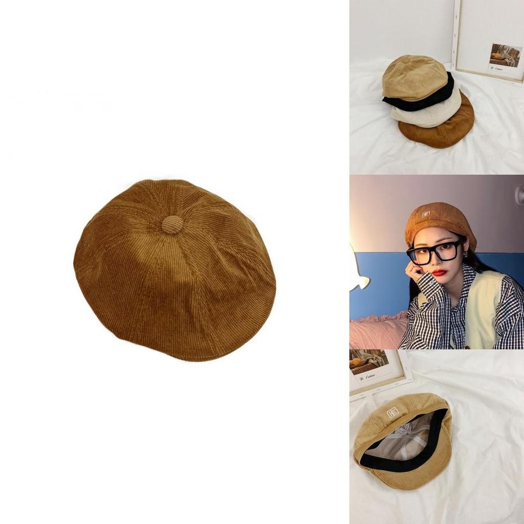 Stylish Embroidered Corduroy Newsboy Cap For Women Retro Beret Hat All Seasons