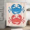 Bathroom Decor Shower Curtain Modern Blue Red Crab Print, Waterproof Fabric, Suitable for Kids Bathrooms