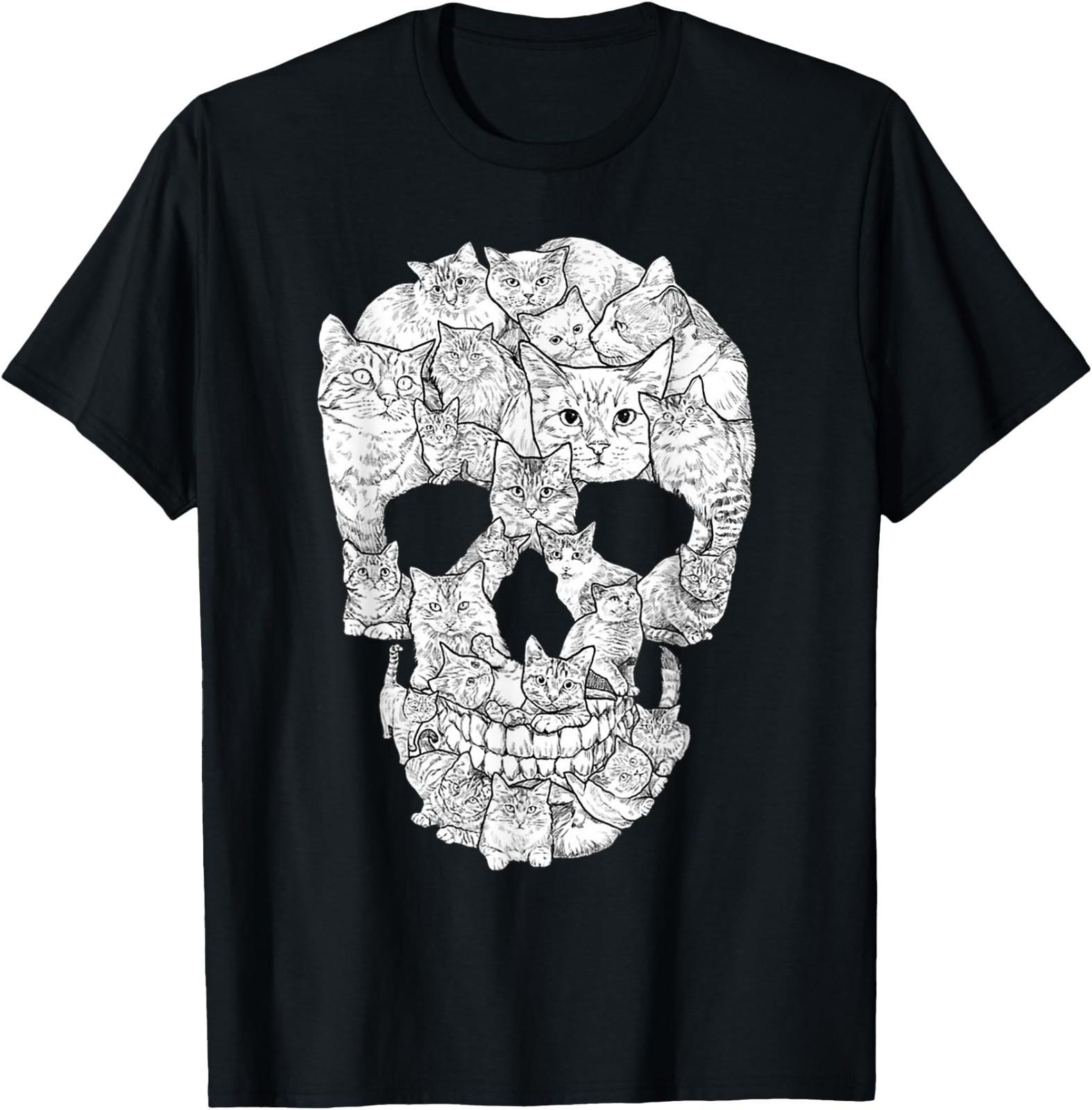 Cat Skull T-Shirt - Kitty Skeleton Halloween Costume Idea T-Shirt for Men Women XXL