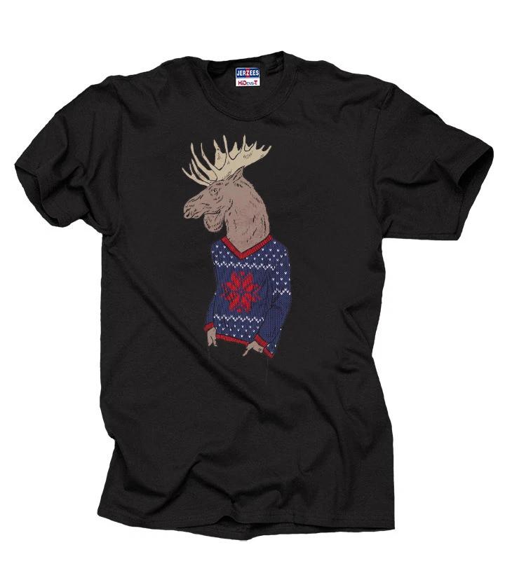 Ugly Christmas Sweater Hipster Moose Geek Cool Christmas Gift S