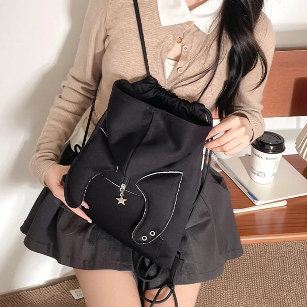 Large Capacity Hoodie Design Schoolbag Ox Horn Drawstring Bag Simple Hooded Backpack Gift