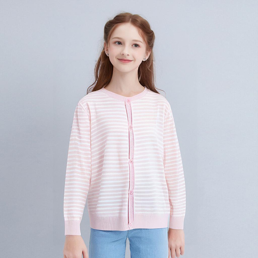 Girls' Simple Long Sleeve Knitted Cardigan