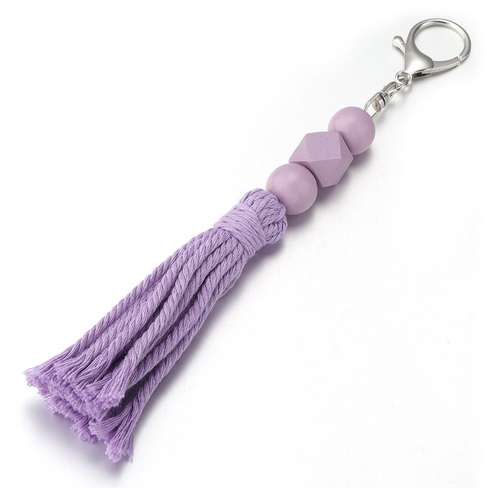 1Pcs 20cm Multicolor Handwoven Tassel Keychain Charm Acrylic Beads Key Chain For DIY Men Women Handbag Accessories Jewelry Gifts