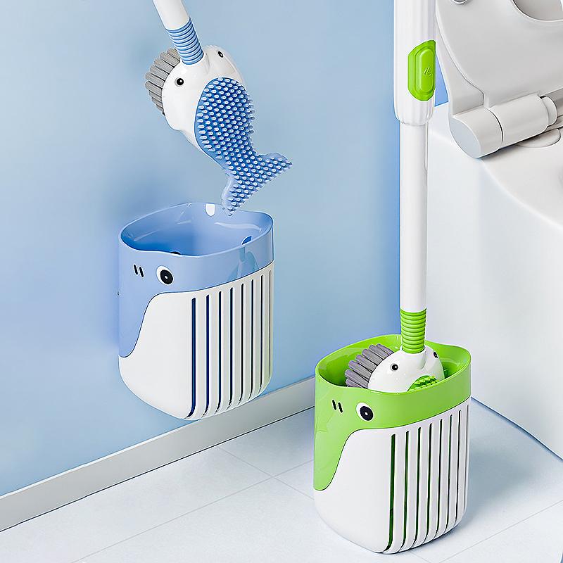 Spray Bálna Folyékony Tapadókorongos WC-kefe Holt Szög Nélkül Szilikon Erős Tisztító Készlet WC Műanyag Kefe