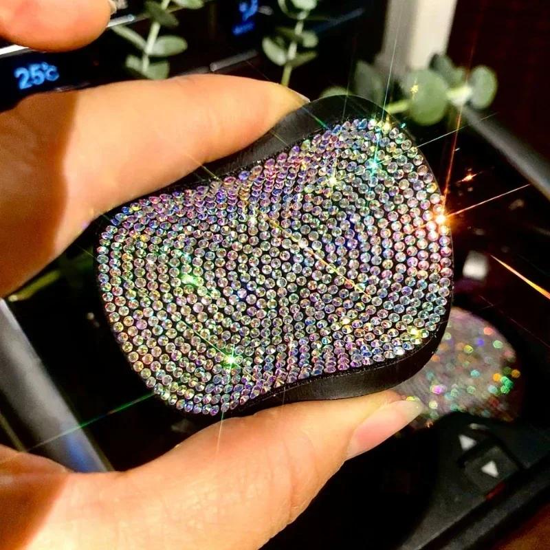 1/2Pcs Diamond Car Coaster Water Cup Slot Non-Slip Mat Bling Gadget Silica Pad Cup Holder Mat Auto Interior Accessories