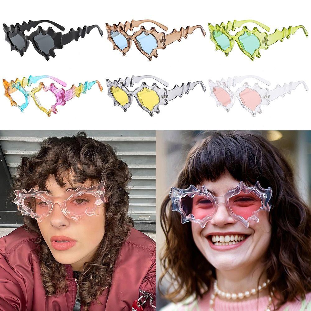 Funny UV400 Protection Y2K Punk Sunglasses Colorful Irregular Sun Glasses Cat Eye Sunglasses for Beach/Travel/Streetwear