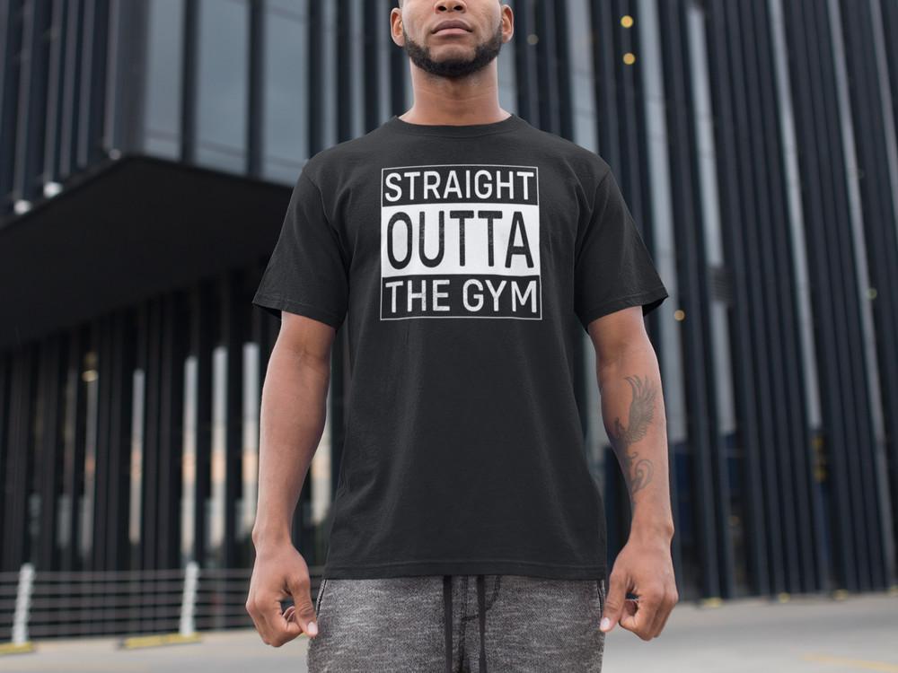 Straight Outta the Gym T-Shirt Funny Workout Graphic Tee Fitness Gift for Him