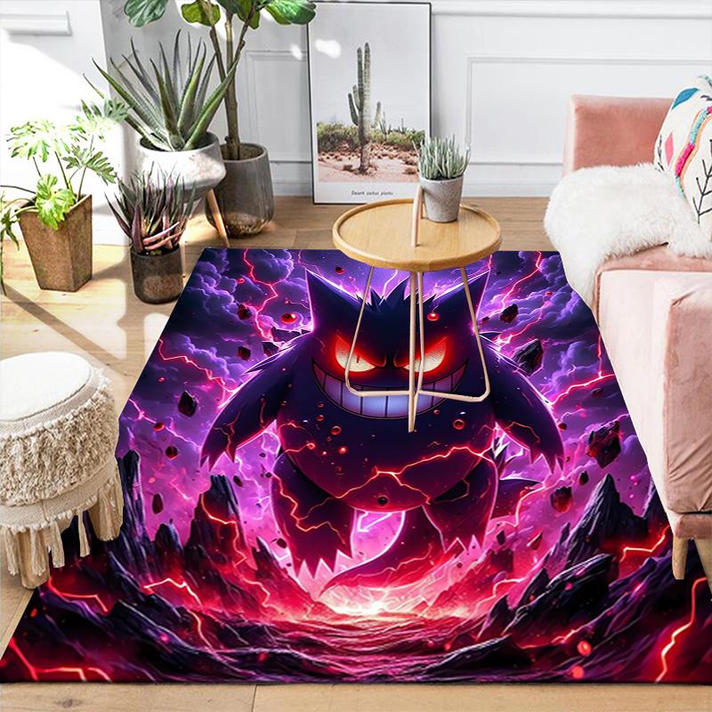 1Pc Gengar Moonlit Storm Rug, Office Carpet Indoor Outdoor Doormat, Non-Slip Soft, Living Room, Christmas Halloween Gift. M928806