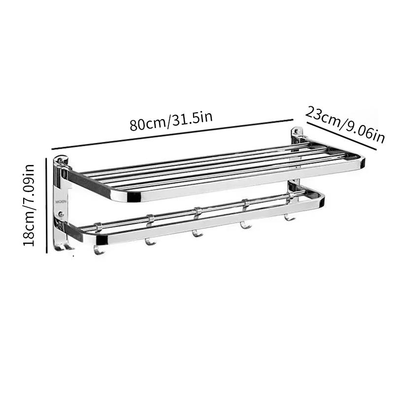 Stainless Steel Towel Rack 40cm 50cm 60cm 80cm Strong Bathroom Wall Shelf Organizer for Home Toilet Hanging