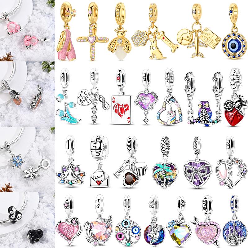 Golden Charms Bead 925 Silver Tree of Life Colorful Zirconium Elephant Fit Bangle Bracelet DIY Jewelry Gifts