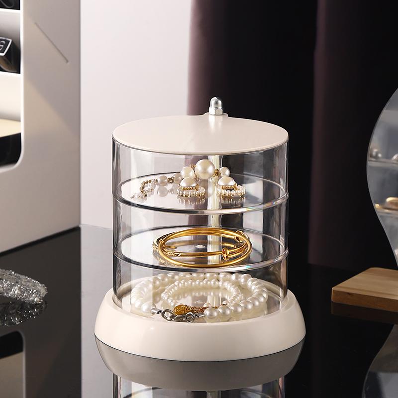 

360° Rotating Acrylic Jewelry Box Small Jewelry Organizer Box Earring Holder Jewelry Case for Earrings Bracelets Rings,Clear