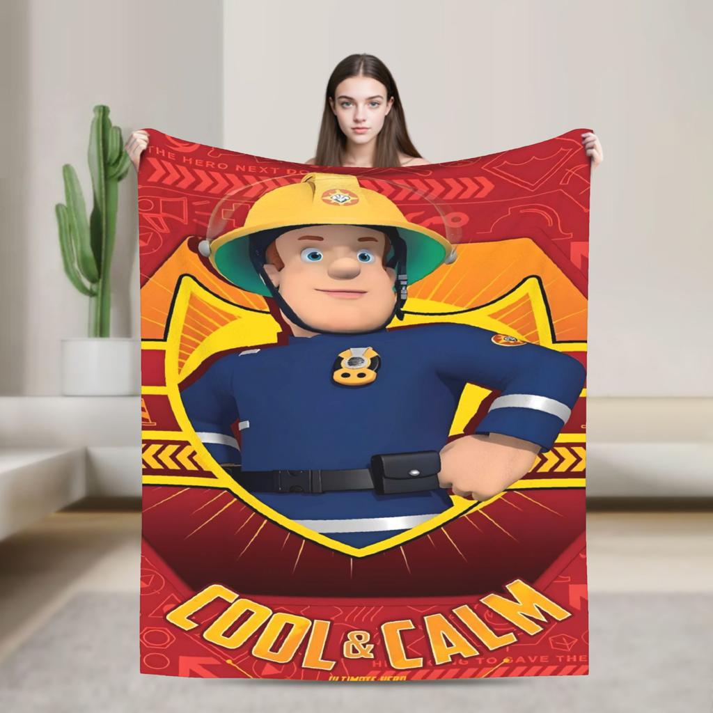 Firemans Sams Flannel Blanket Winter  Super Warm Throw Blanket for Girls Boys Outdoor Pattern Bedspread Sofa Bed Cover