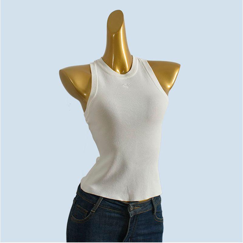 Digging Shoulder I-Shaped Vest Female Summer Outwear Sweet Sexy Silm Knitting Embroidered Strap Vest Dopamine Tops