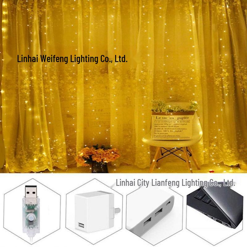 LED Copper Wire Curtain Fairy Lights with Remote Control for Christmas and Holiday Decoration