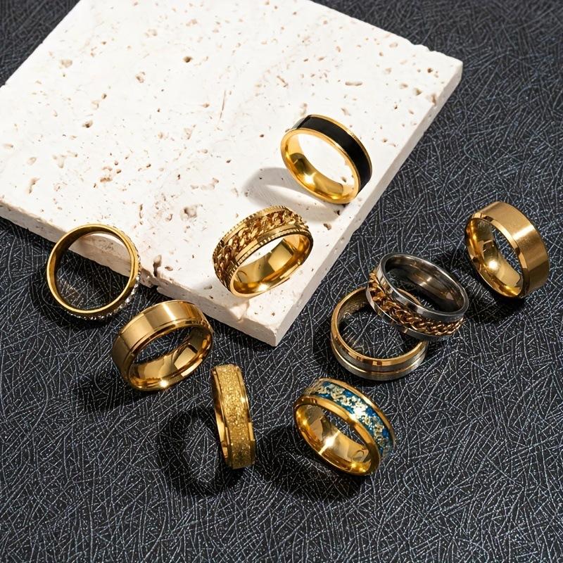 Anello in Acciaio di Titanio alla Moda Semplice Liscio Anelli per Coppia Personalità Stile ins Set di Anelli in Acciaio Inossidabile