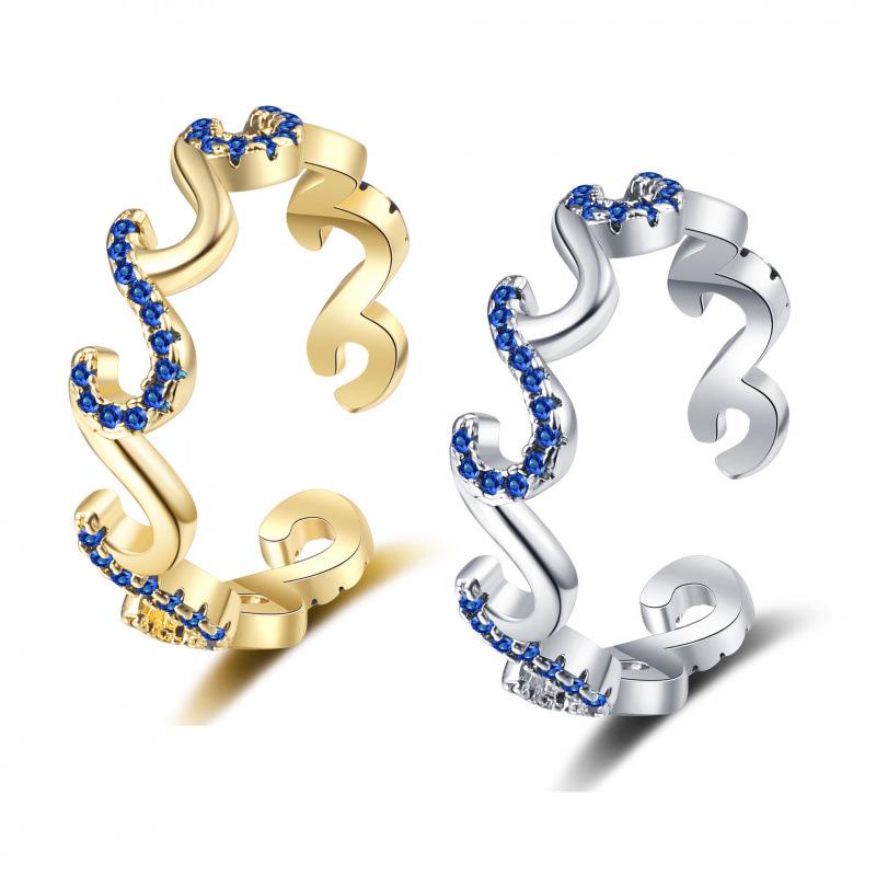 Blue Diamond Water Wave Zircon Ring - Trendy Women's Fashion Jewelry