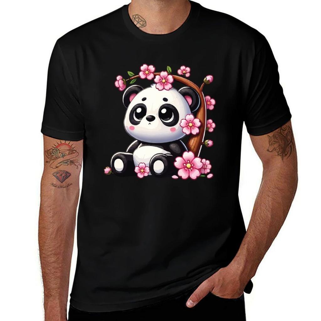 Sakura Blossom Panda Tshirt Christmas Casual Tee Shirt
