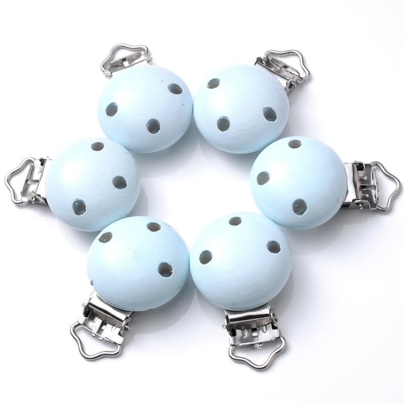 10Pcs 30mm Baby Wooden Pacifier Clips Round Wood Clip for Baby Pacifier Log Nipple Chain Holder Accessories BPA Free
