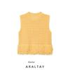 Araltay New Arrival Women's Clothing Fashion Style Fashion All-Match Simple Plaid Knitting Tassel Round Neck Sleeveless Tops