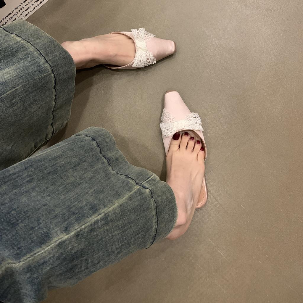 Fashion Shoes Womens Slippers Outdoor Slides Pantofle Cover Toe 2025 Retro Shoes Woman 2025 Female Slippers Cover Toe New Retro