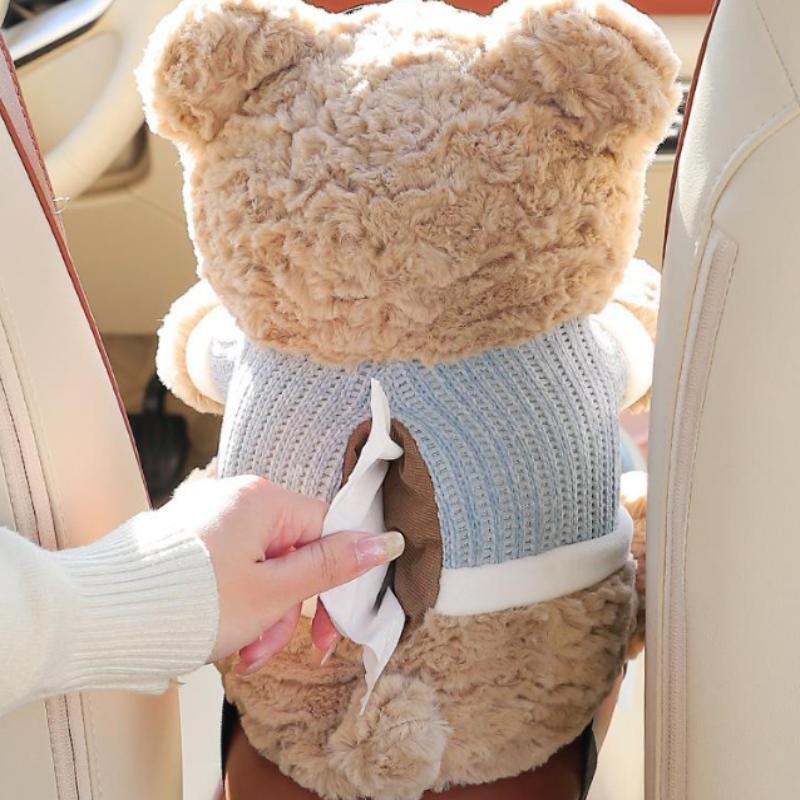 Bär Auto Taschentuchbox und Mülleimer 2 in 1 Kreativer Aufbewahrungs-Organizer für Mittelkonsole Niedliche Armlehnen-Akzente für Reisefahrzeug Zuhause