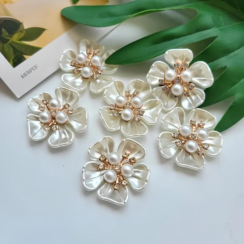 

10pcs Acrylic White Flower Beads, for DIY Shoe and Bag Decorative Accessories